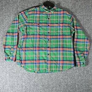 Polo Ralph Lauren Flannel Plaid Logo Colors Patchwork  Long Sleeve Mens XL